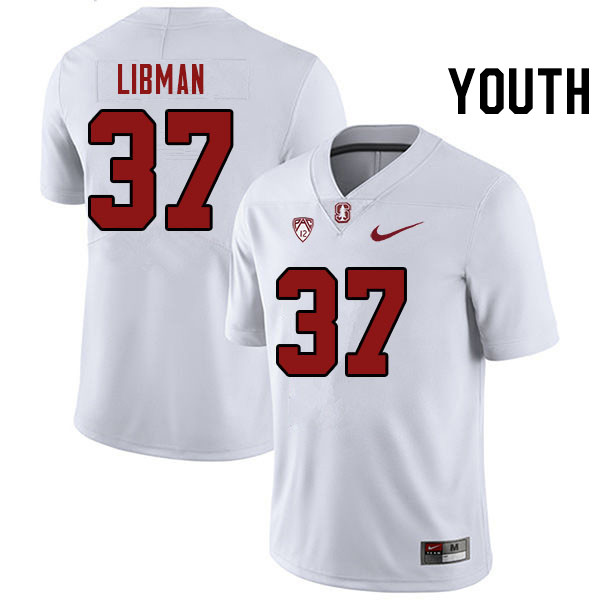 Youth #37 Myles Libman Stanford Cardinal College Football Jerseys Stitched Sale-White - Click Image to Close